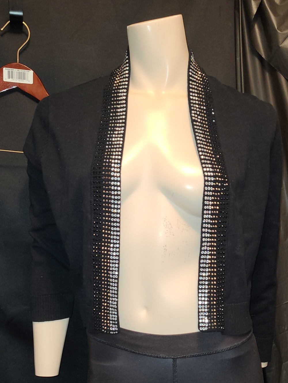 Calvin Klein Black Open-Front Stud Trim Jacket